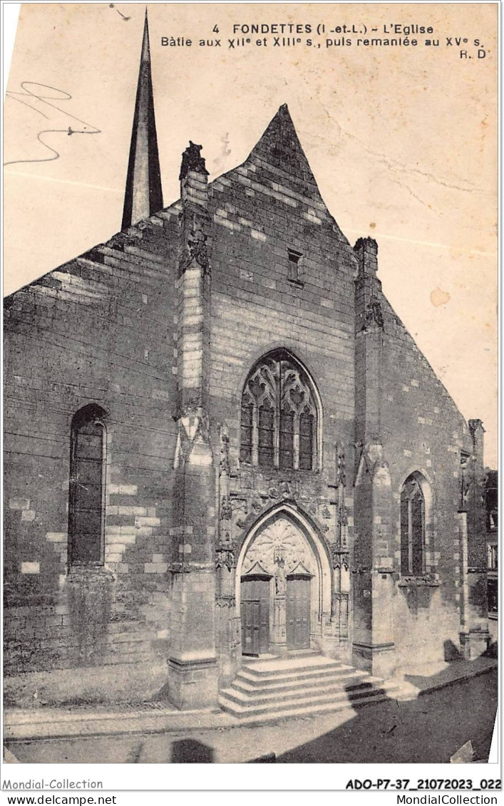 ADOP7-37-0611 - FONDETTES - église Batie Aux XIIe Et XIIIe S Puis Remaniée Au XVe S - Fondettes