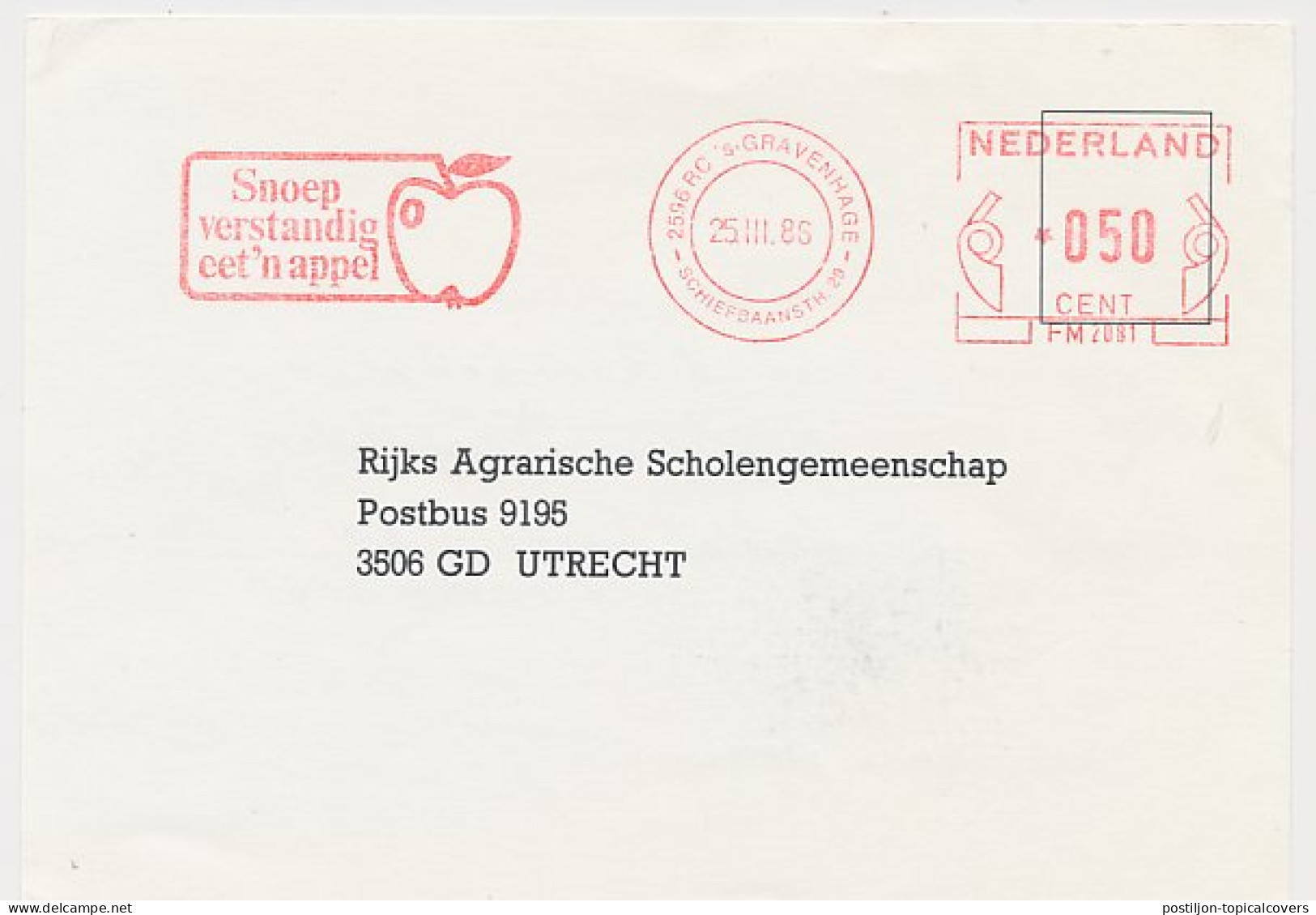 Meter Card Netherlands 1986 Relish Wise - Eat An Apple - Fruit