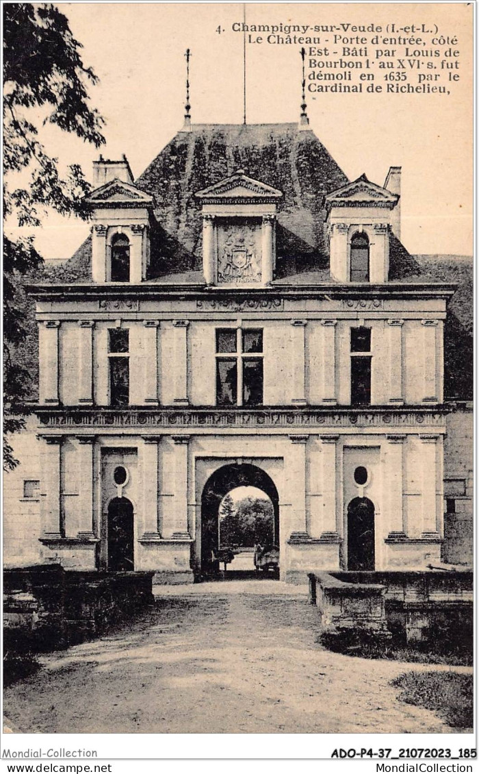 ADOP4-37-0395 - CHAMPIGNY-SUR-VEUDE - Le Château - Porte D'entrée Côté-est Bâti Par Louis De Bourbon - Champigny-sur-Veude