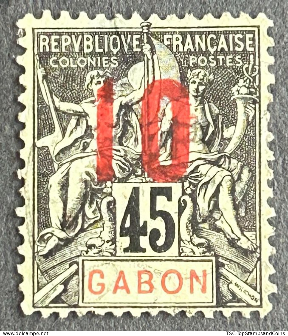 FRAGA0073U2 - Mythology - Surcharged 10 C Over 45 C Used Stamp - Gabon - 1912 - Usati