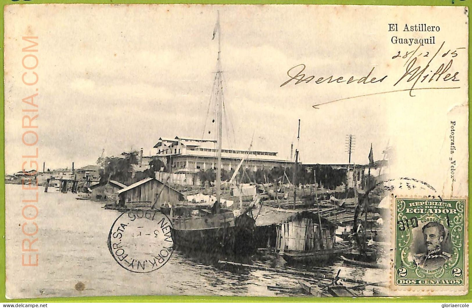 Af2384 - ECUADOR - Vintage Postcard -  Guayaquil -  1905 - Equateur