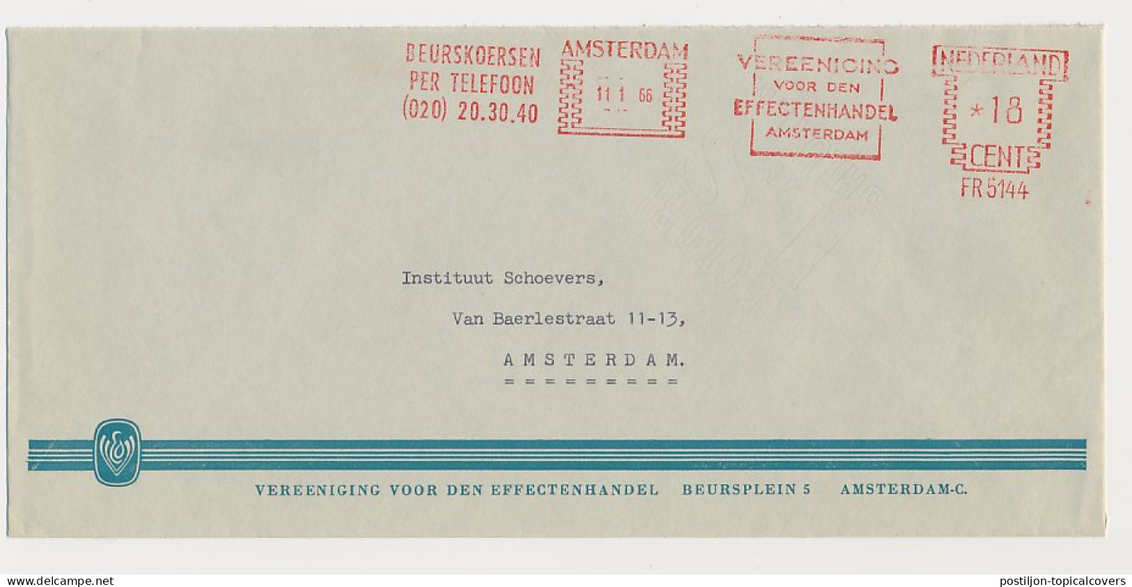 Meter Cover Netherlands 1966 Stock Price By Phone - Securities Trade Association - Unclassified