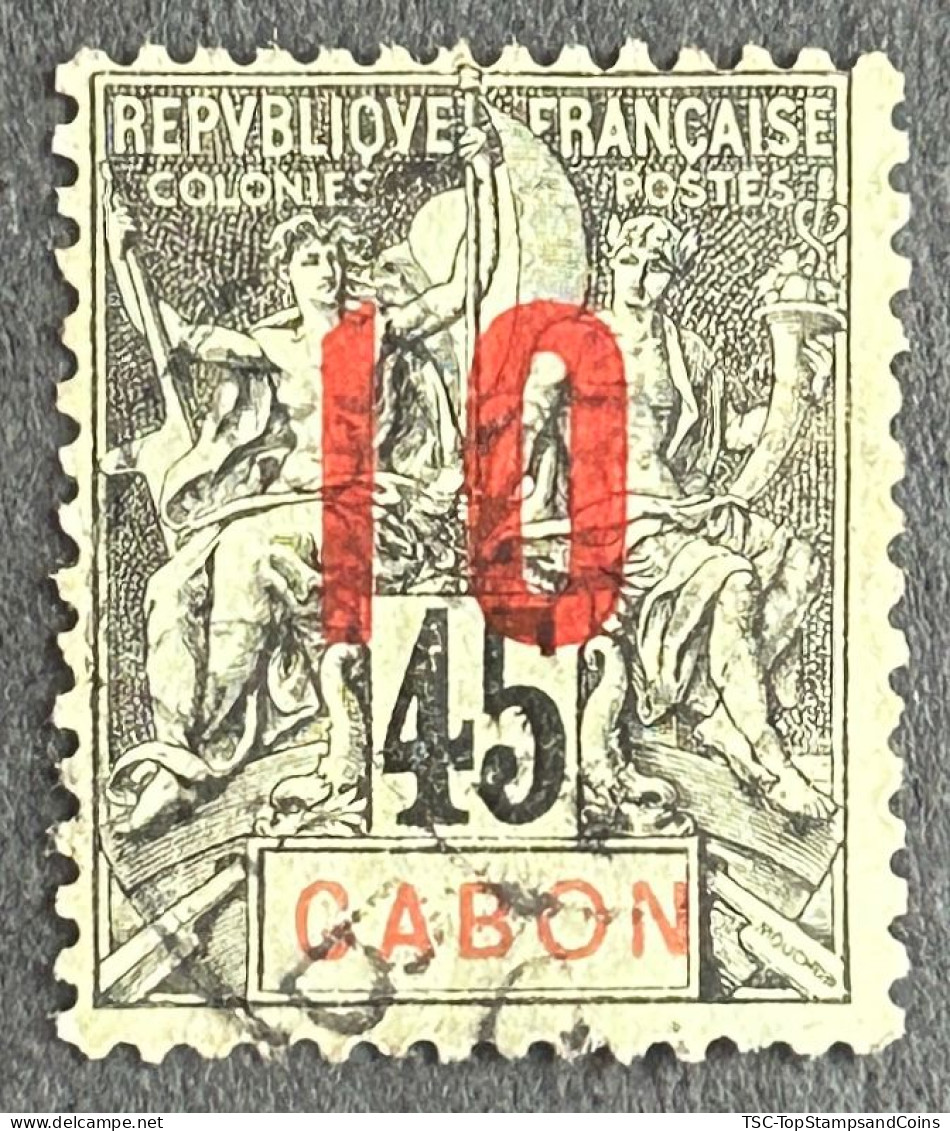 FRAGA0073U3 - Mythology - Surcharged 10 C Over 45 C Used Stamp - Gabon - 1912 - Usati