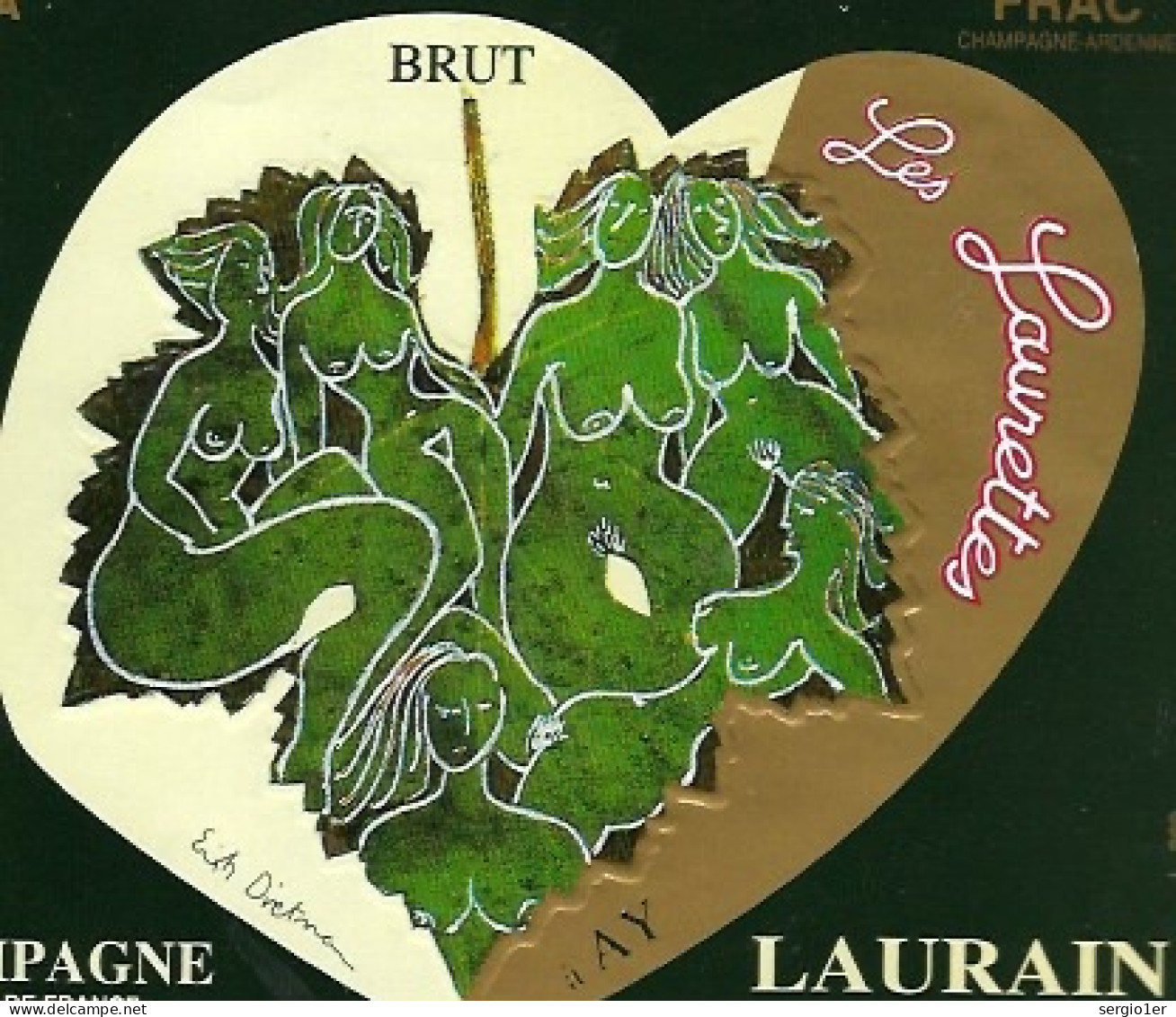 Etiquette Champagne Brut Les Laurettes Pierre Laurain Aÿ  Marne 51 " Femmes Nues" Illustration Dessin De Erik Dietman - Champagne