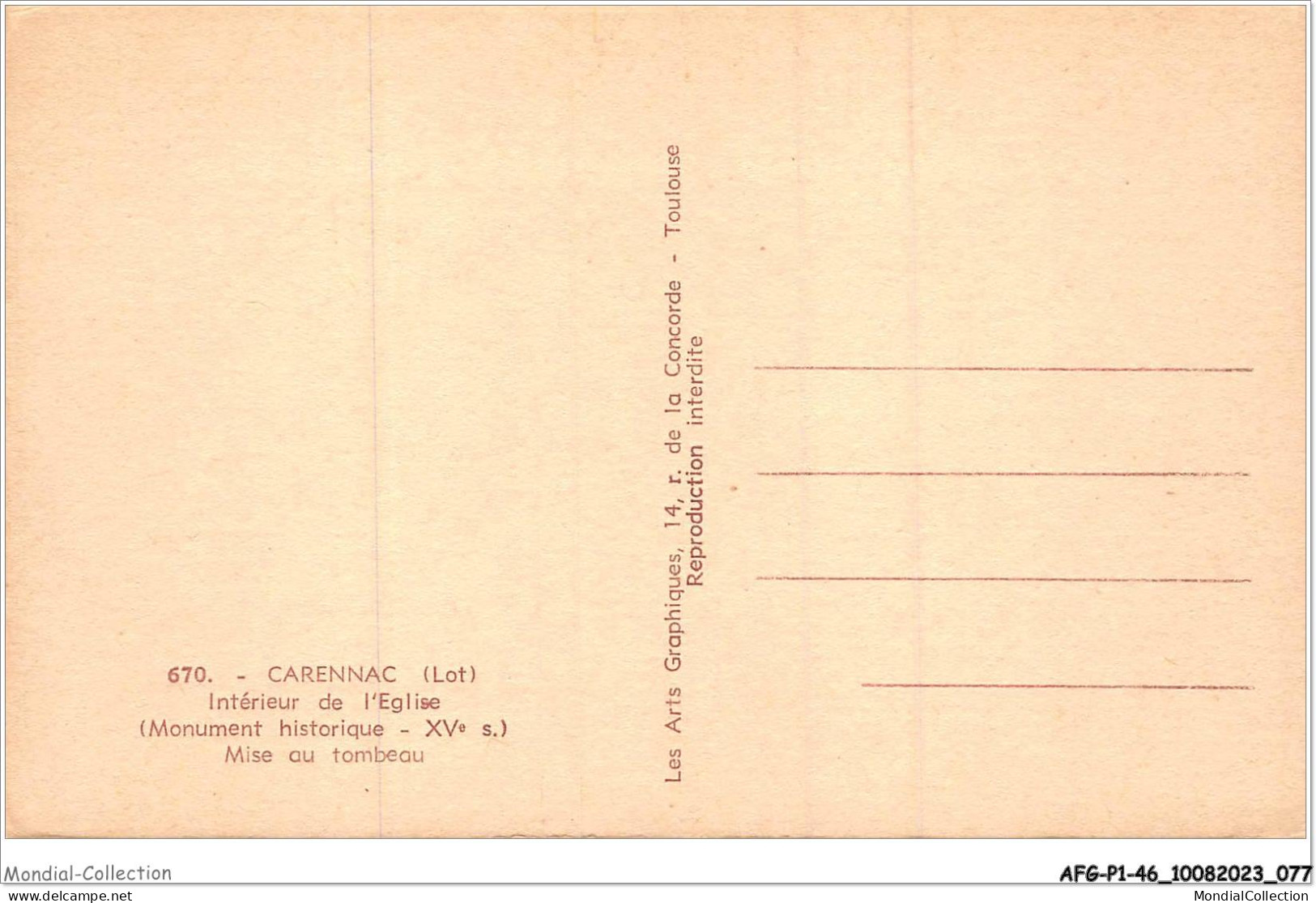 AFGP1-46-0039 - CARENNAC - Intérieur De L'eglise - Monument Historique - Mise Au Tombeau  - Gourdon