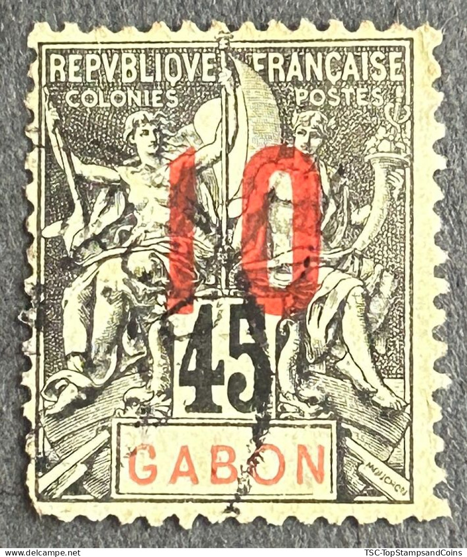 FRAGA0073U4 - Mythology - Surcharged 10 C Over 45 C Used Stamp - Gabon - 1912 - Gebraucht