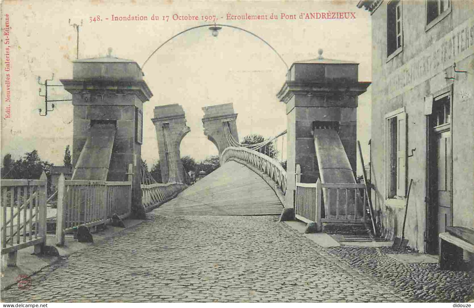 42 - Andrézieux - Inondation D'octobre 1907 - Ecroulement Du Pont D'Andrézieux - CPA - Oblitération Ronde De 1908 - Voir - Andrézieux-Bouthéon