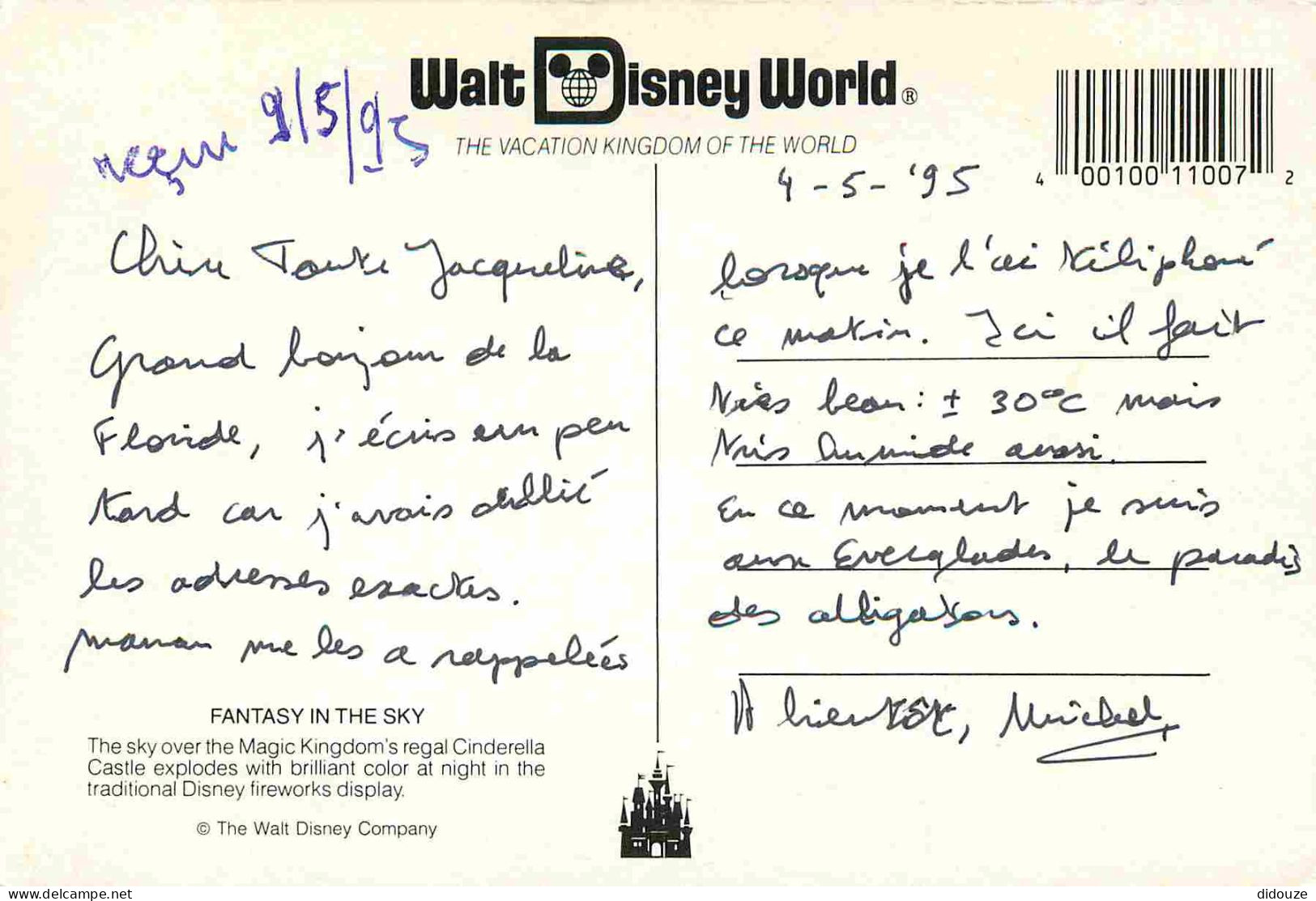 Parc D'Attractions - Walt Disney World - Fantasy In The Sky - Feu D'artifices - CPM - Voir Scans Recto-Verso - Disneyworld