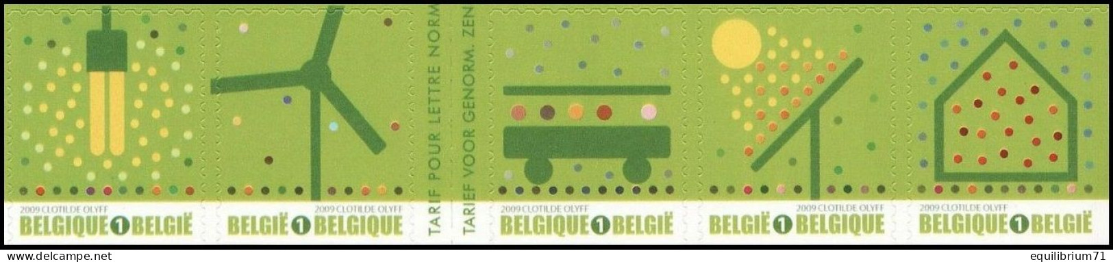 B104/C104**(3911-14 + 3915a) - Timbres Verts/Groene Zegels/Grüne Briefmarken - 1/2 Carnet/1/2 Boekje - BELGIQUE / BELGIË - Electricidad