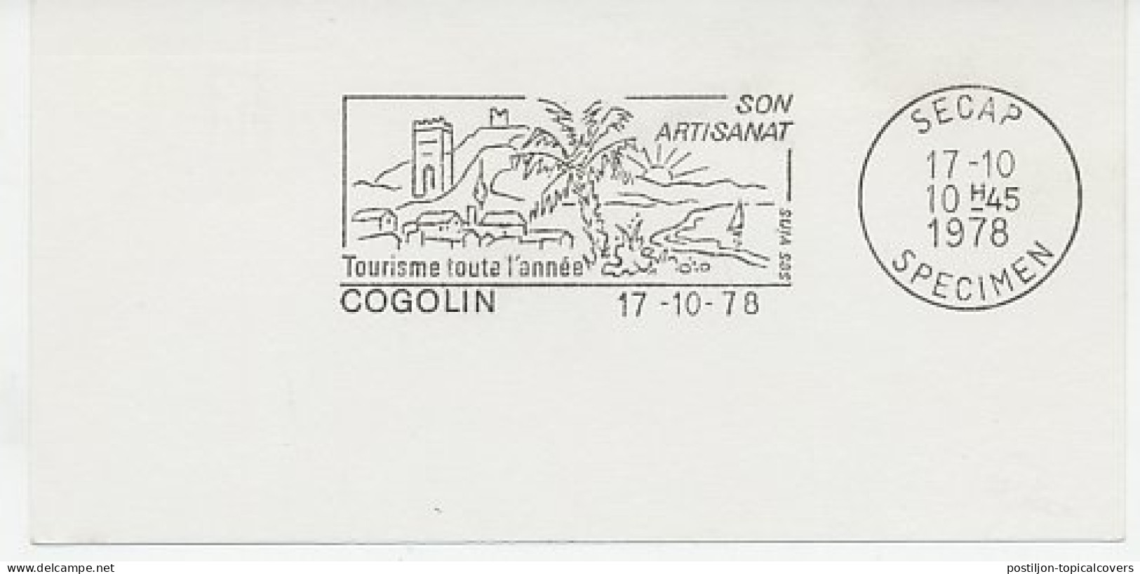 Specimen Postmark Card France 1978 Palm Tree - Sun - Bäume