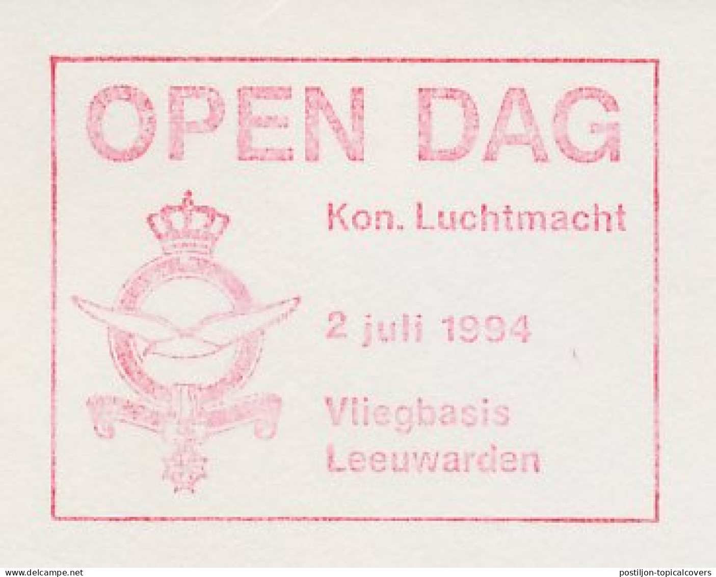 Meter Cut Netherlands 1993 Royal Netherlands Air Force - Open Day Air Base Leeuwarden  - Militaria