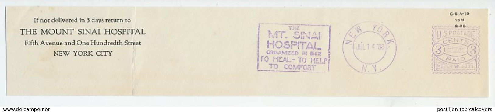 Meter Top Cut USA 1938 Mt Sinai - Hospital - Otros & Sin Clasificación