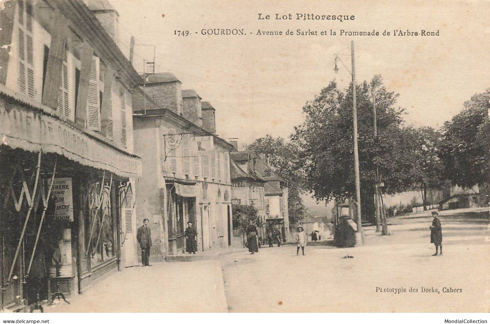 MIKI-AP2-058- 46 GOURDON AVENUE DE SARLAT ET LA PROMENADE DE L ARBRE ROND PITTORESQUE - Gourdon