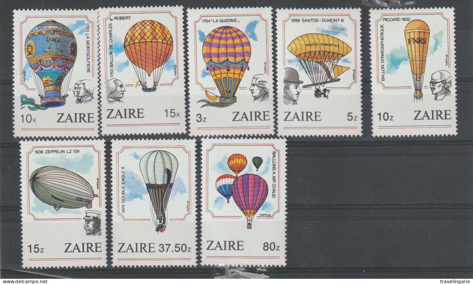 Zaire 1984 200th Anniversary First Manned Balloon Flight MNH ** - Unused Stamps