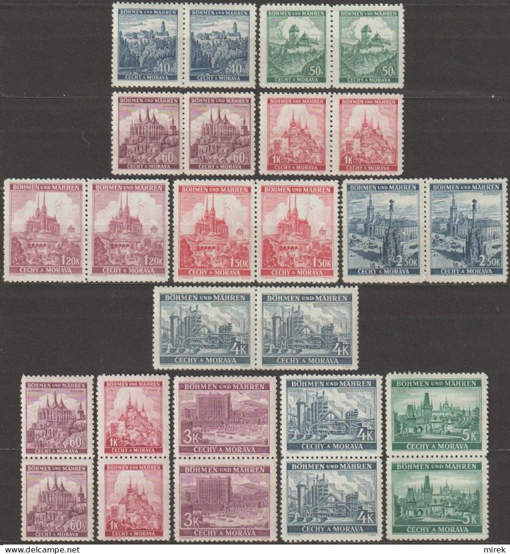 012/ Pof. 28-33,35-38; Pairs - Unused Stamps