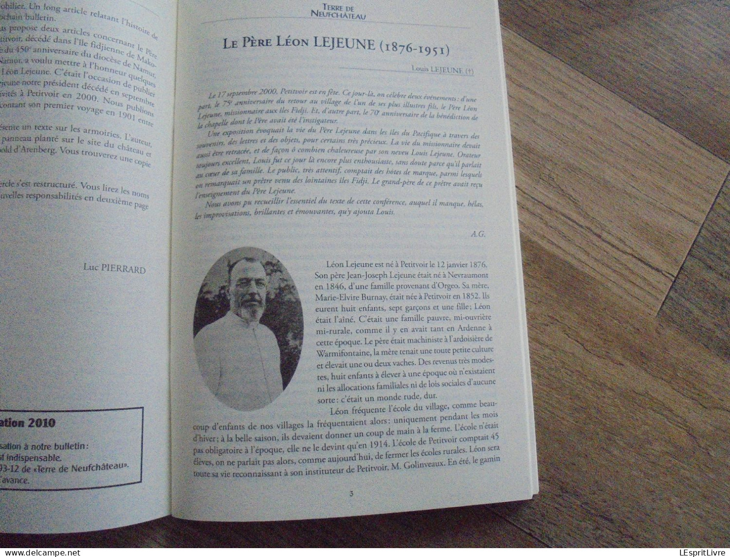 TERRE DE NEUFCHÂTEAU N° 1 Année 2010 Régionalisme Père Léon Lejeune Petitvoir Voyage Armoiries Guerre 40 45 Mai 1940 - Belgique