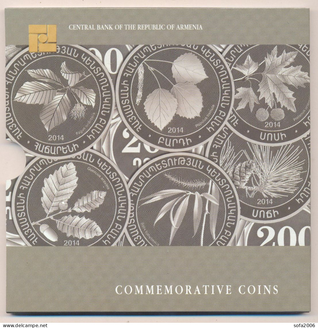 Armenia 2014, Wild Trees, Commemorative 200 Dram Coins, Booklet Cornet UNC - Armenië