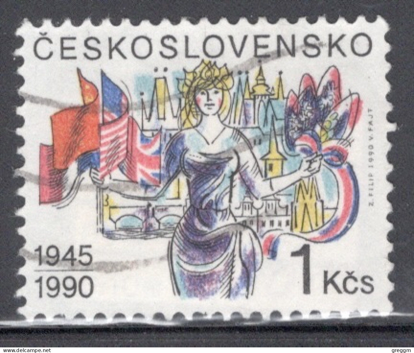 Czechoslovakia 1990 Single Stamp For The 45th Anniversary Of Liberation In Fine Used - Gebraucht