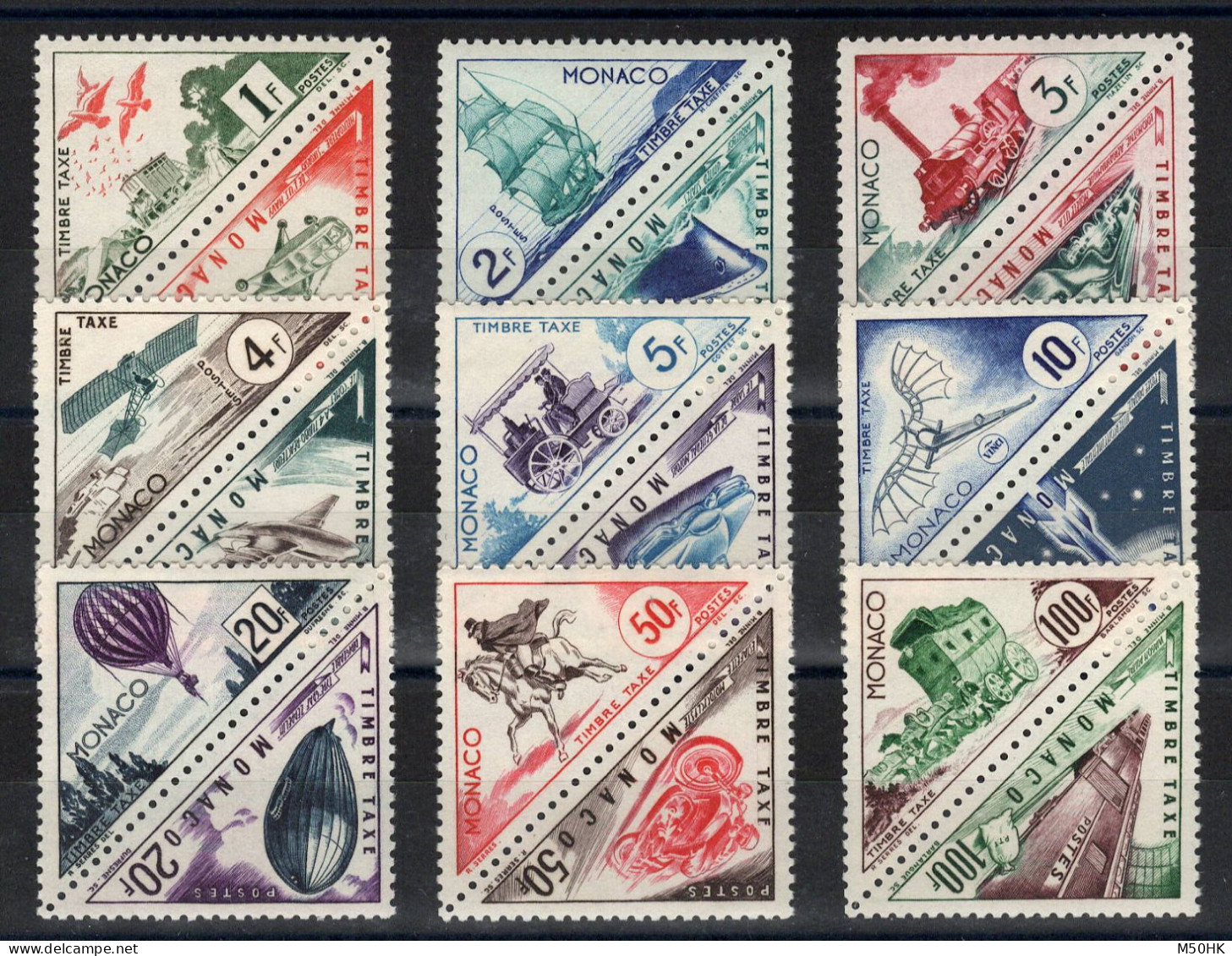 Monaco - Taxe YV 39A à 55 N** MNH Luxe Complète , Moyens De Transport , Cote 125 Euros - Taxe