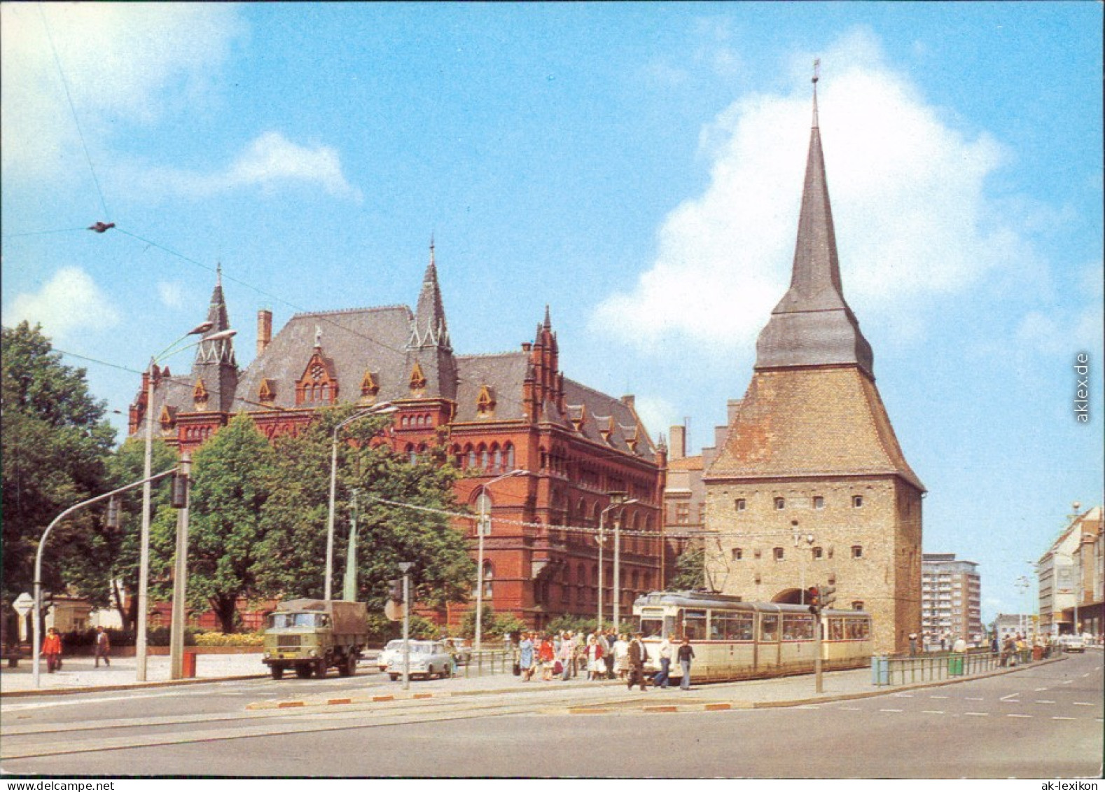 Rostock Blick Zum Steintor Mit Straßenbahn Im Vordergrund Ansichtskarte  1982 - Rostock