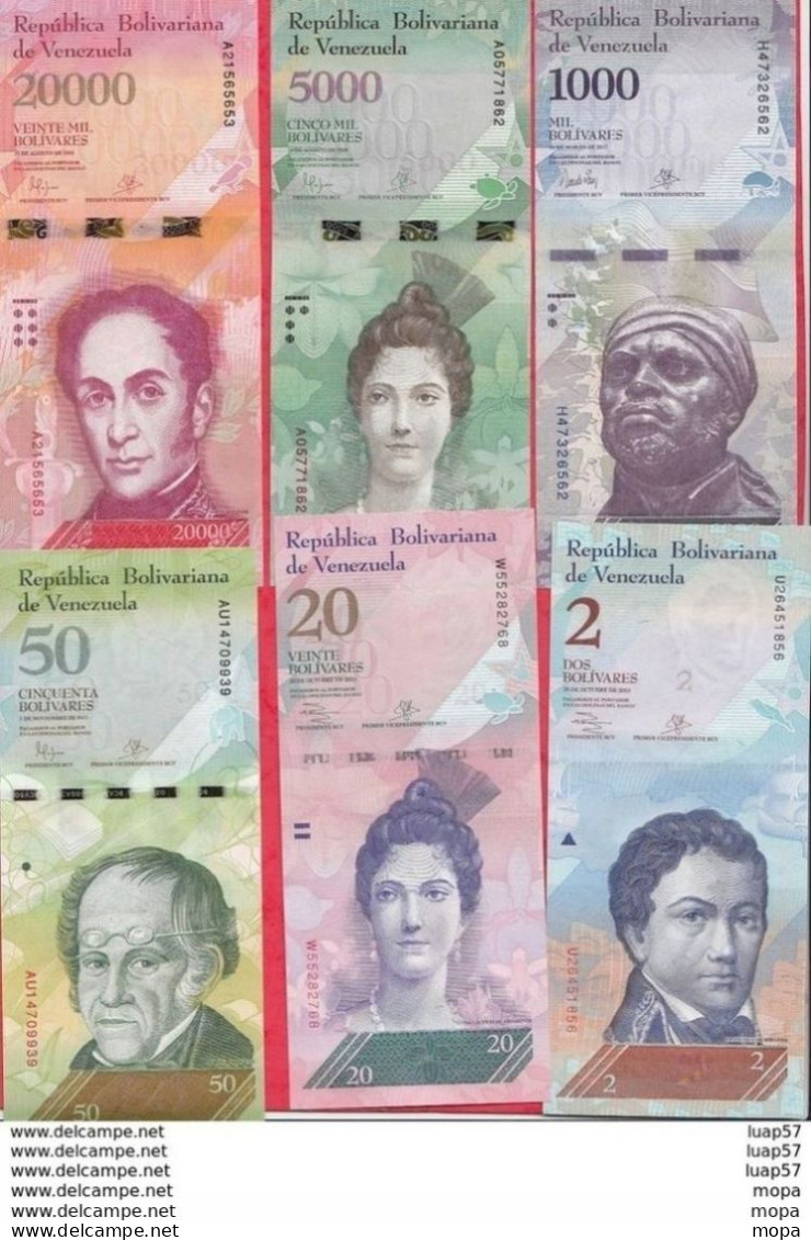 Venezuela 6 Billets En AU-UNC/SPL+ Lot N°9 (5000 Et 20000 Bolivares 2016 FORTE COTE Numéros Des Billets Peuventchanger - Venezuela