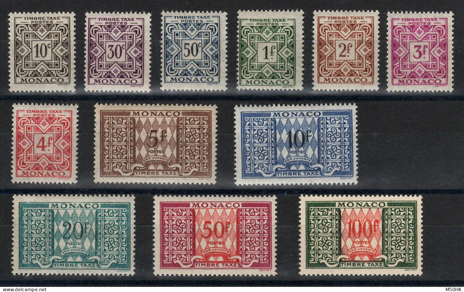 Monaco - Taxe YV 29 à 39 Complete N** MNH Luxe Complète , Cote 81 Euros - Portomarken