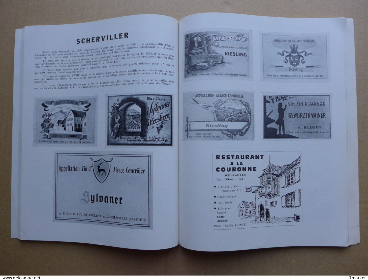 Les routes du Vin - Alsace ( noms viticulteurs  + visuels des étiquettes des vins ); illustrations d'Eugène Noack / 1964