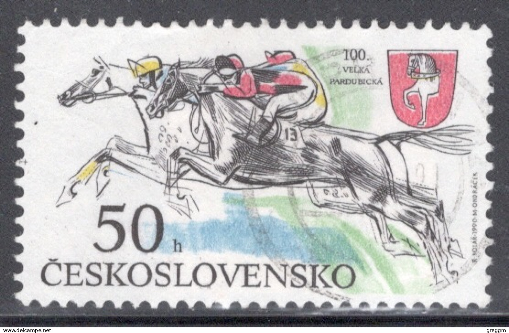 Czechoslovakia 1990 Single Stamp For The 100th Anniversary Of The Pardubice Steeplechase In Fine Used - Gebruikt