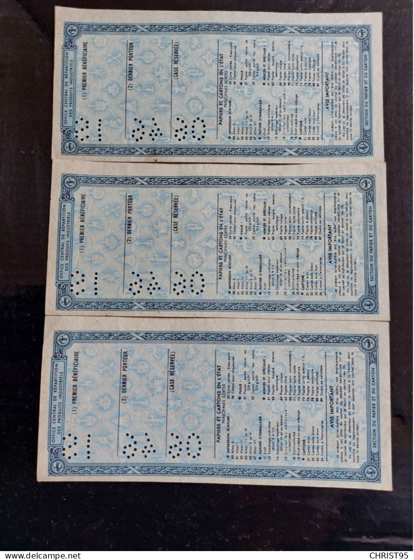 RARE.3.BILLETS.MATIERE DE DIX Kg.(SECTION PAPIER ET DU CARTON).SERIE-C - Bons & Nécessité