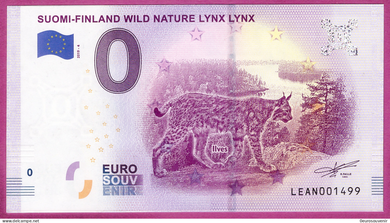 0-Euro LEAN 2019-4 SUOMI - FINLAND WILD NATURE LYNX LYNX - LUCHS - Pruebas Privadas