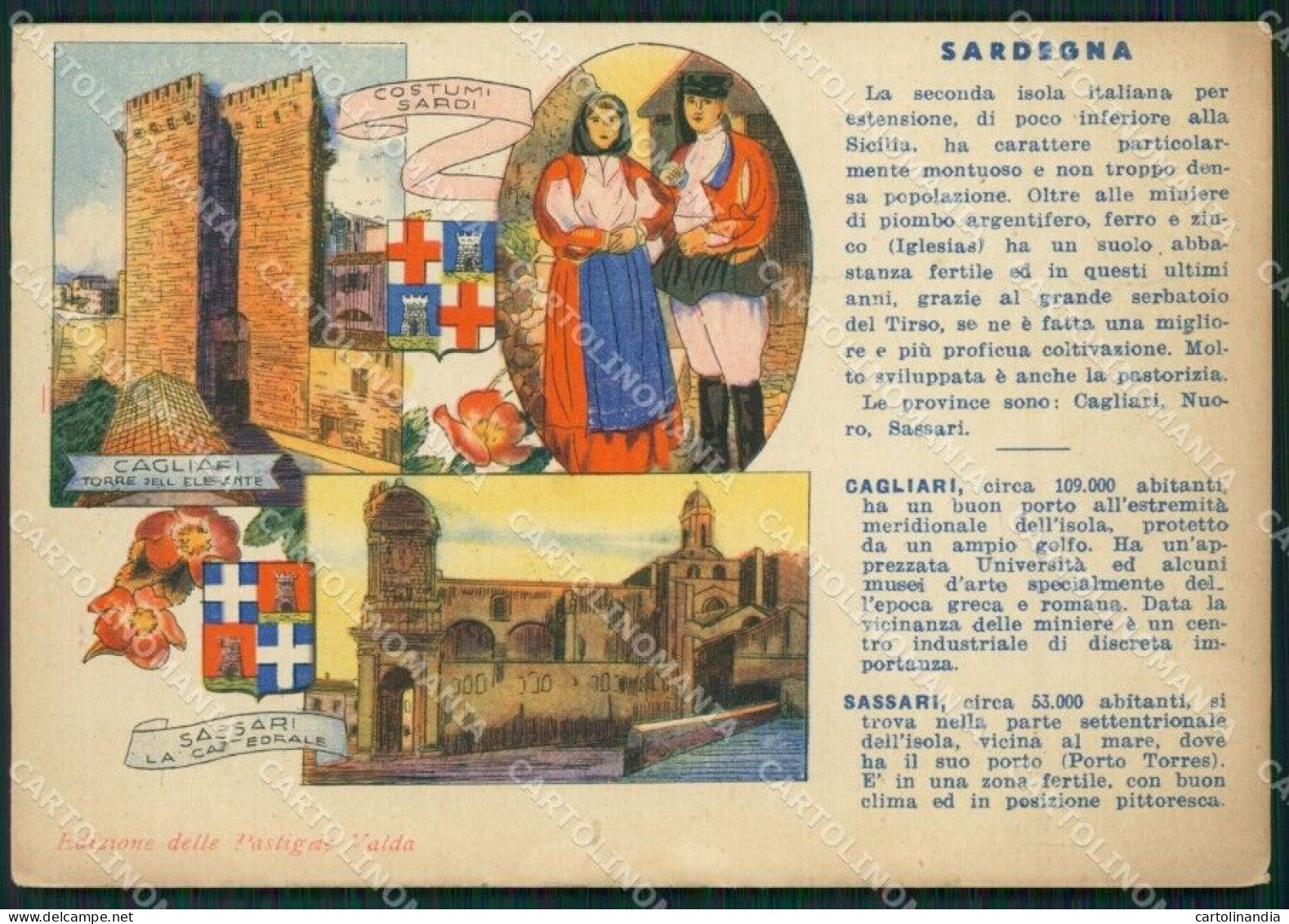 Sassari Pubblicitaria Cagliari Costumi FG Cartolina ZKM7770 - Sassari