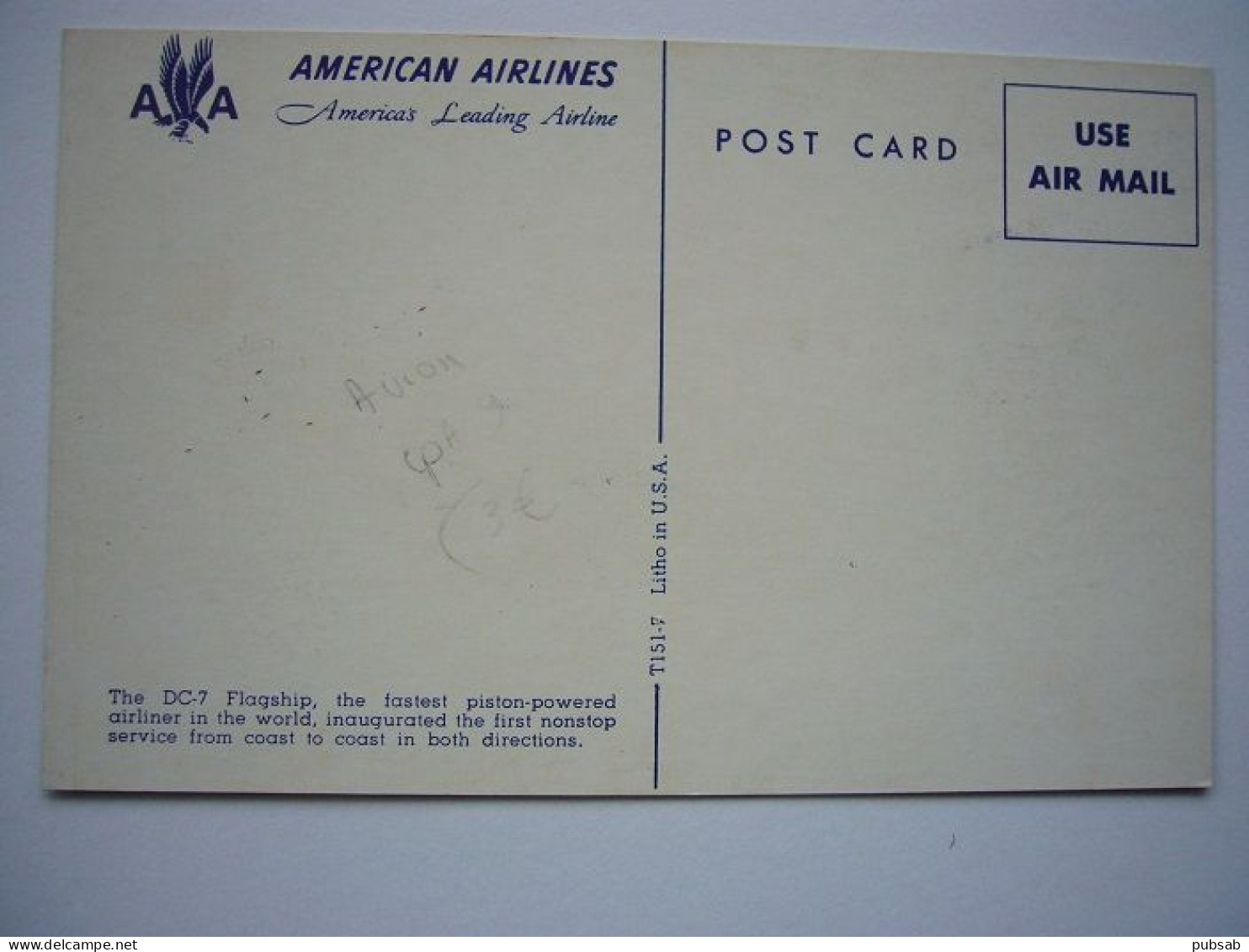 Avion / Airplane / AMERICAN AIRLINES / Douglas DC-7 / Airline Issue - 1946-....: Moderne