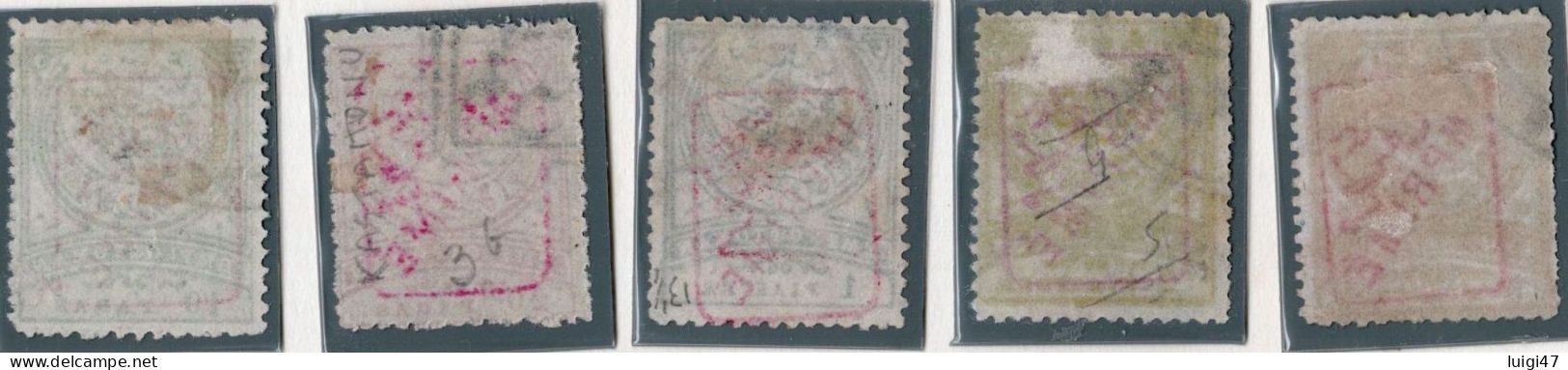 1891 - Impero Ottomano Fr. Per Giornali N° 2-3-4-5-6 Dent.13½ - Usados