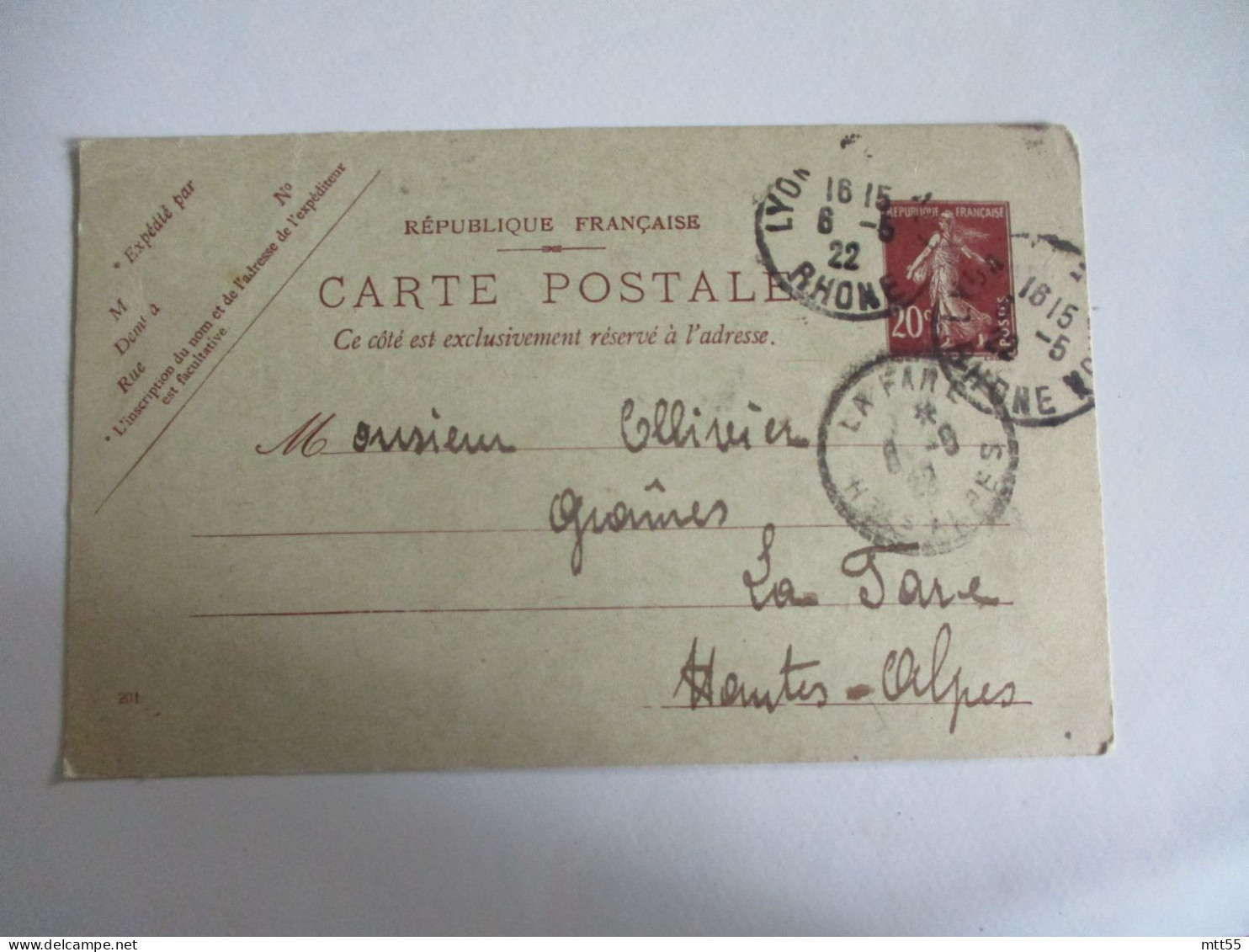 REPIQUAGE BRUNO LORAS  LYON GRAINES  ENTIER POSTAL REPIQUE - Cartes Postales Repiquages (avant 1995)