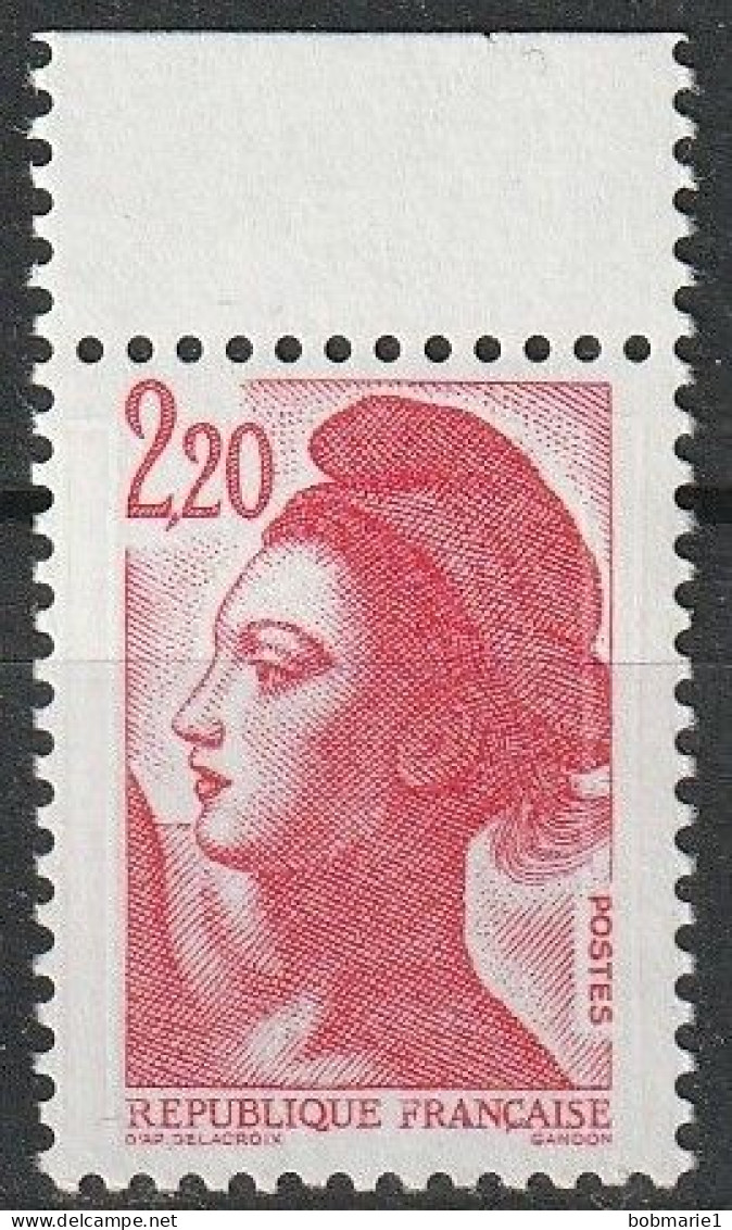 Marianne Type Liberté De Delacroix, 2,20 Fr Rouge Timbre Neuf** Avec Bord De Feuille 1985 N°2376 - Ungebraucht