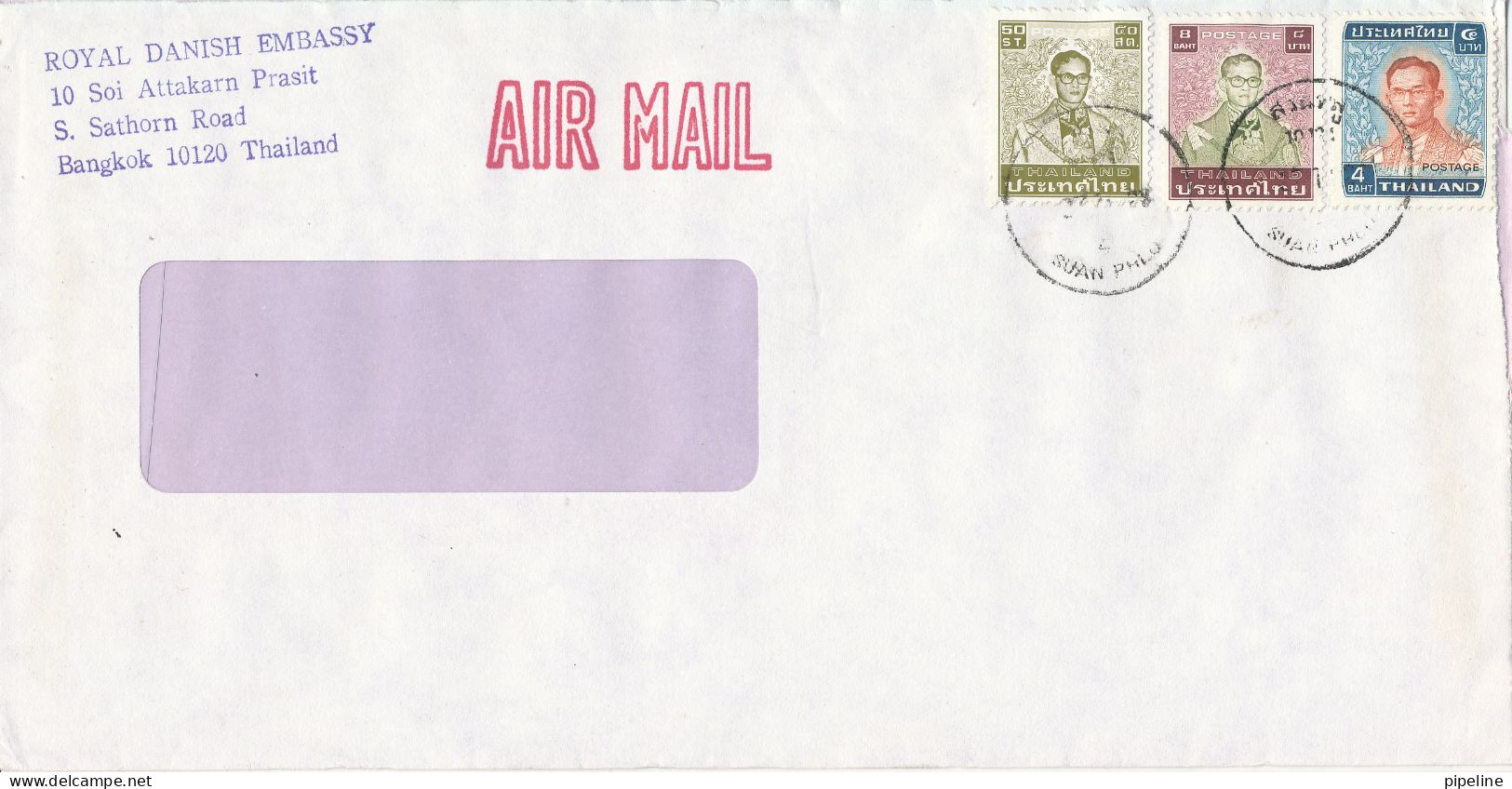 Thailand Cover Sent Air Mail To Denmark From The Royal Danish Embassy Bangkok - Tailandia