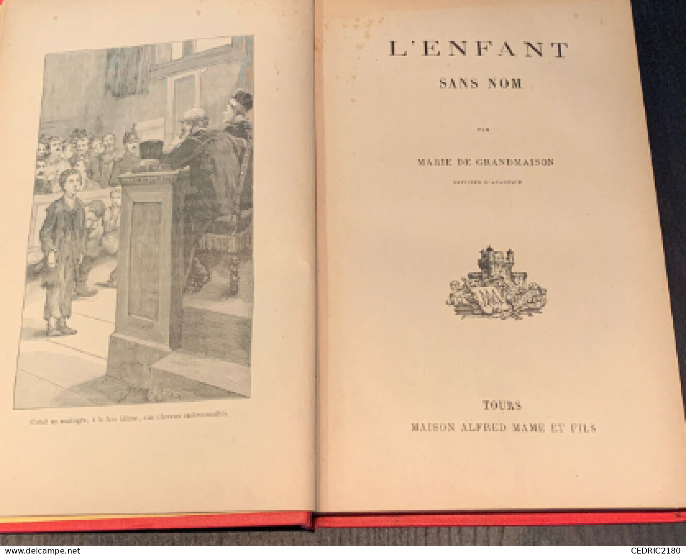 livre L’enfant sans nom Marie de Grandmaison 1895 Alfred Mame.