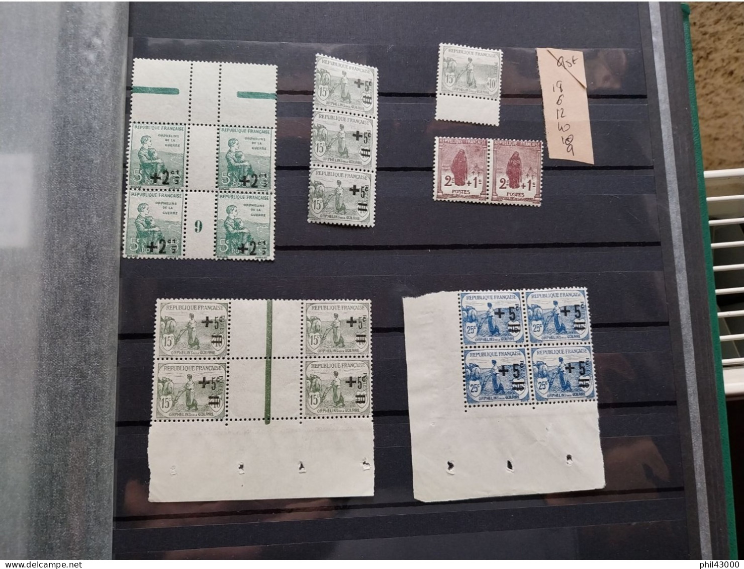 FRANCE UN LOT DE 18 TIMBRES ORPHELINS DE LA GUERRE NEUF ** COTE  95 € - Nuovi