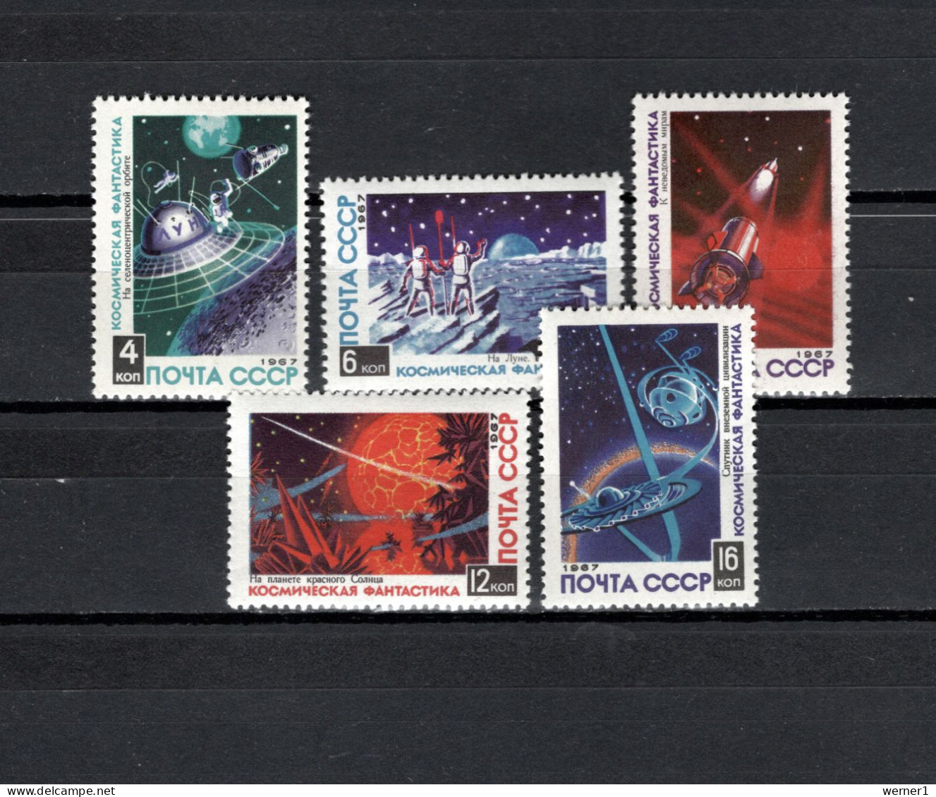 USSR Russia 1967 Space, Cosmic Phantasies Set Of 5 MNH - Rusia & URSS