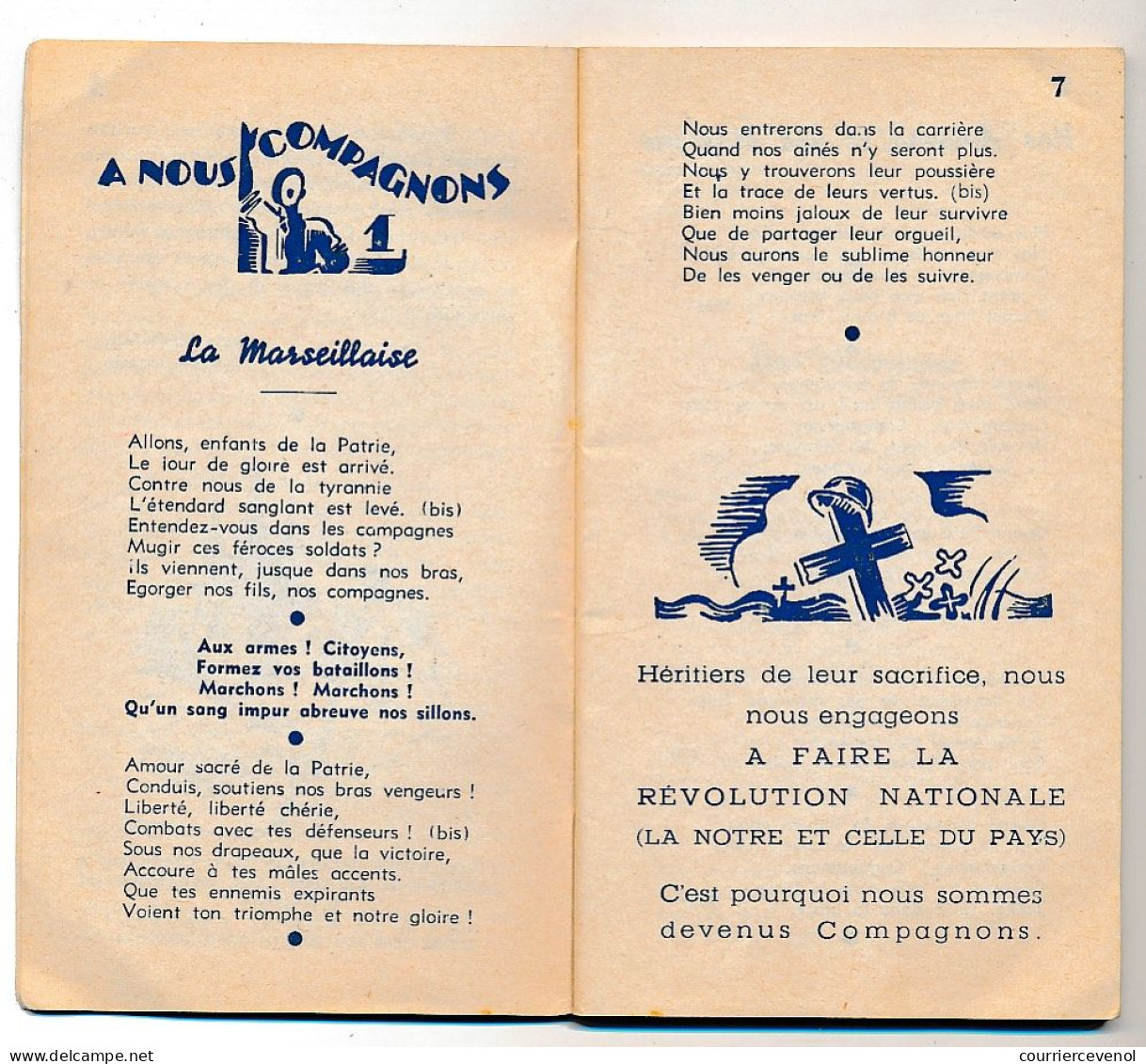 COMPAGNONS DE FRANCE - Chansonnier Des Compagnons - 72 Pages - 8,2cm X 14,2cm - Francés