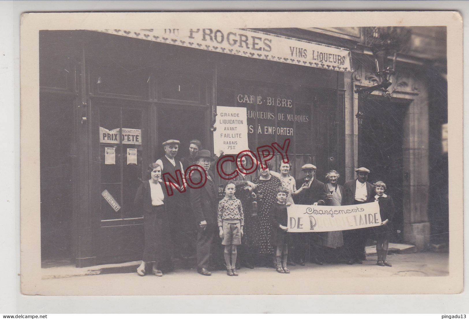 Carte Photo Commerce Bar Du Progrès Vins Liqueurs à Situer - Cafes