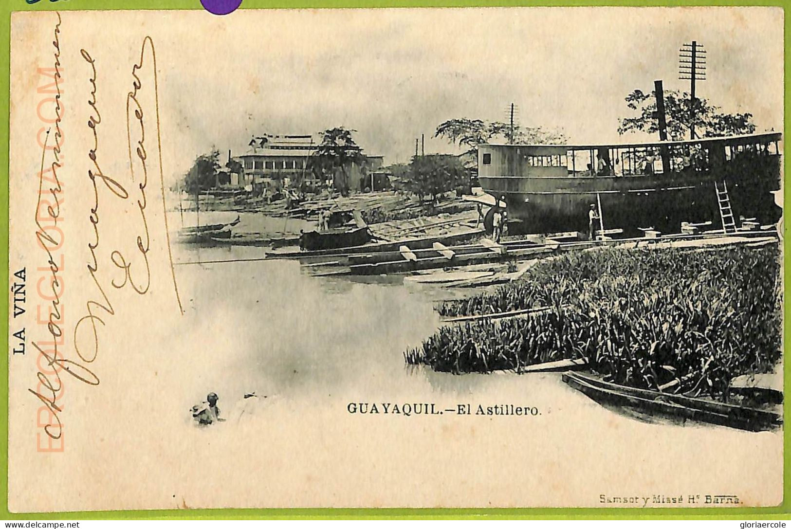 Af2398 - ECUADOR - Vintage Postcard -  Guayaquil - El Astillero - 1902 - Equateur