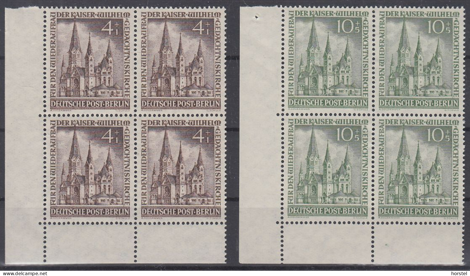 Berlin Mi Nr.106-109 Viererblöcke - Wiederaufbau Der Kaiser-Wilhelm Gedächniskirche Kpl. Satz - Unused Stamps