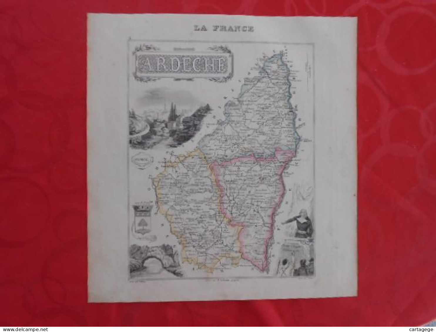 CARTE VUILLEMIN DEPARTEMENT DES BOUCHES DE L'ARDECHE (07) - Carte Geographique