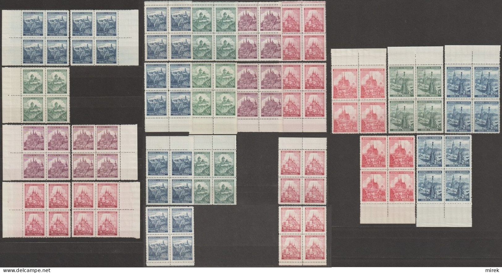 016/ Pof. 28-31,33-35; Border 4-blocks - Unused Stamps