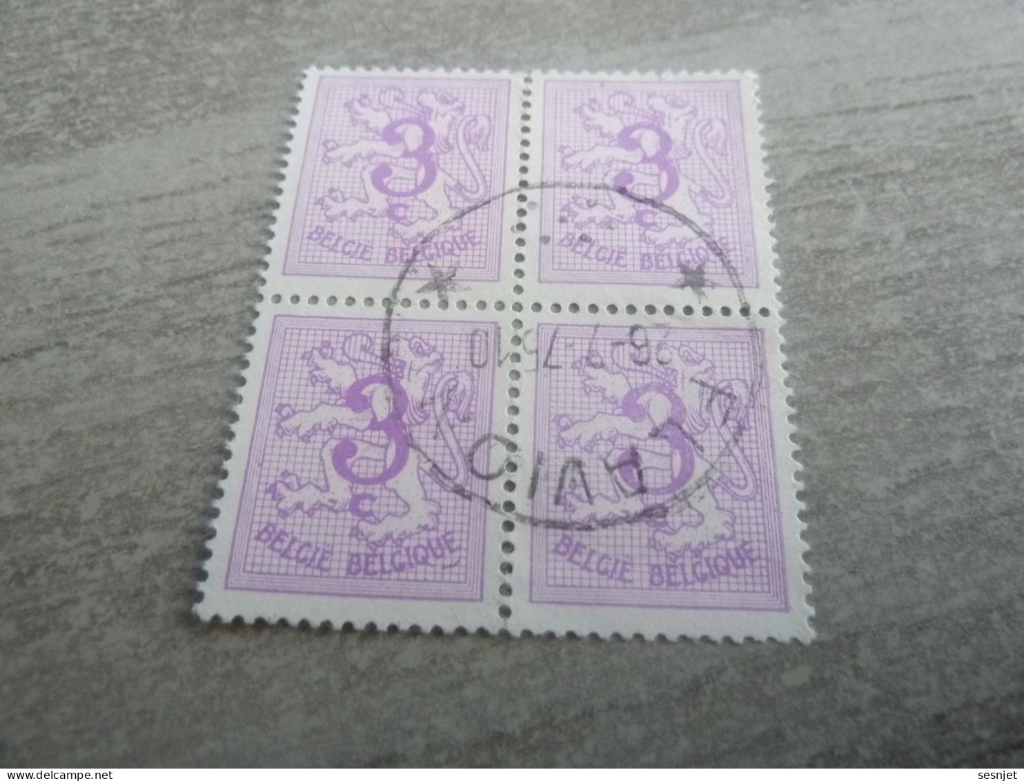 Belgique - Lion - 3c. - Rose - Quadruple Oblitérés - Année 1950 - - Used Stamps