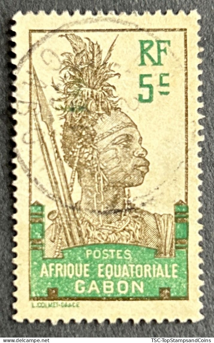 FRAGA0052U1 - Warrior - 5 C Used Stamp - Afrique Equatoriale - Gabon - 1910 - Oblitérés