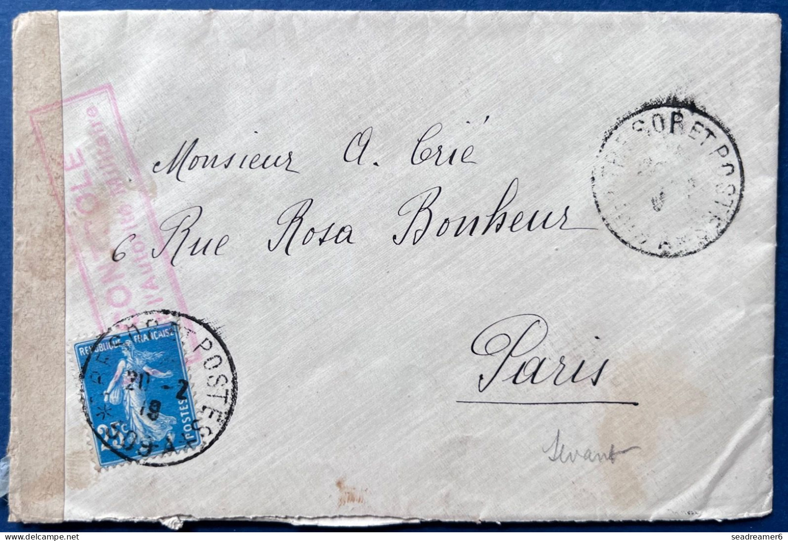 LETTRE De Constantinople Semeuse N°140 25c Bleu Oblitéré Dateur " TRESOR ET POSTES /* 509A * " Pour PARIS TTB - 1906-38 Semeuse Camée