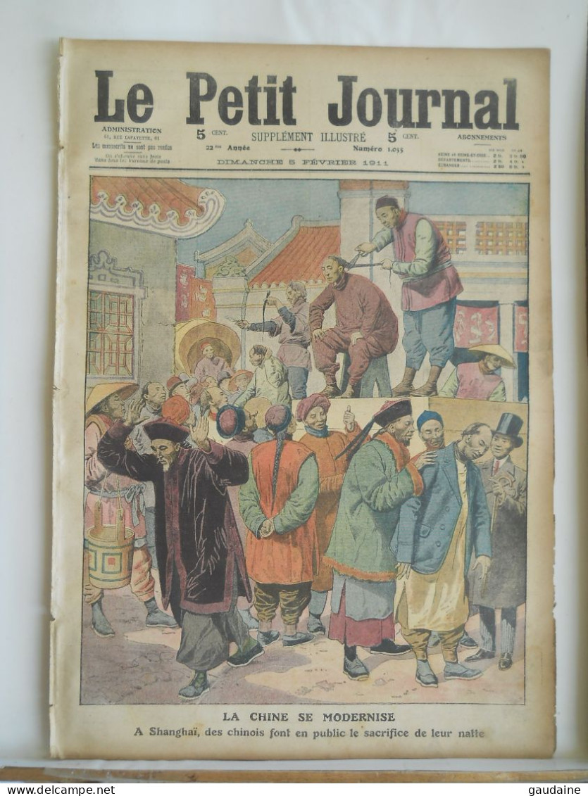 LE PETIT JOURNAL N°1055 - 5 FEVRIER 1911 - CHINE SHANGHAI CHINOIS NATTE – CUIRASSIERS DU OUADAI - Le Petit Journal
