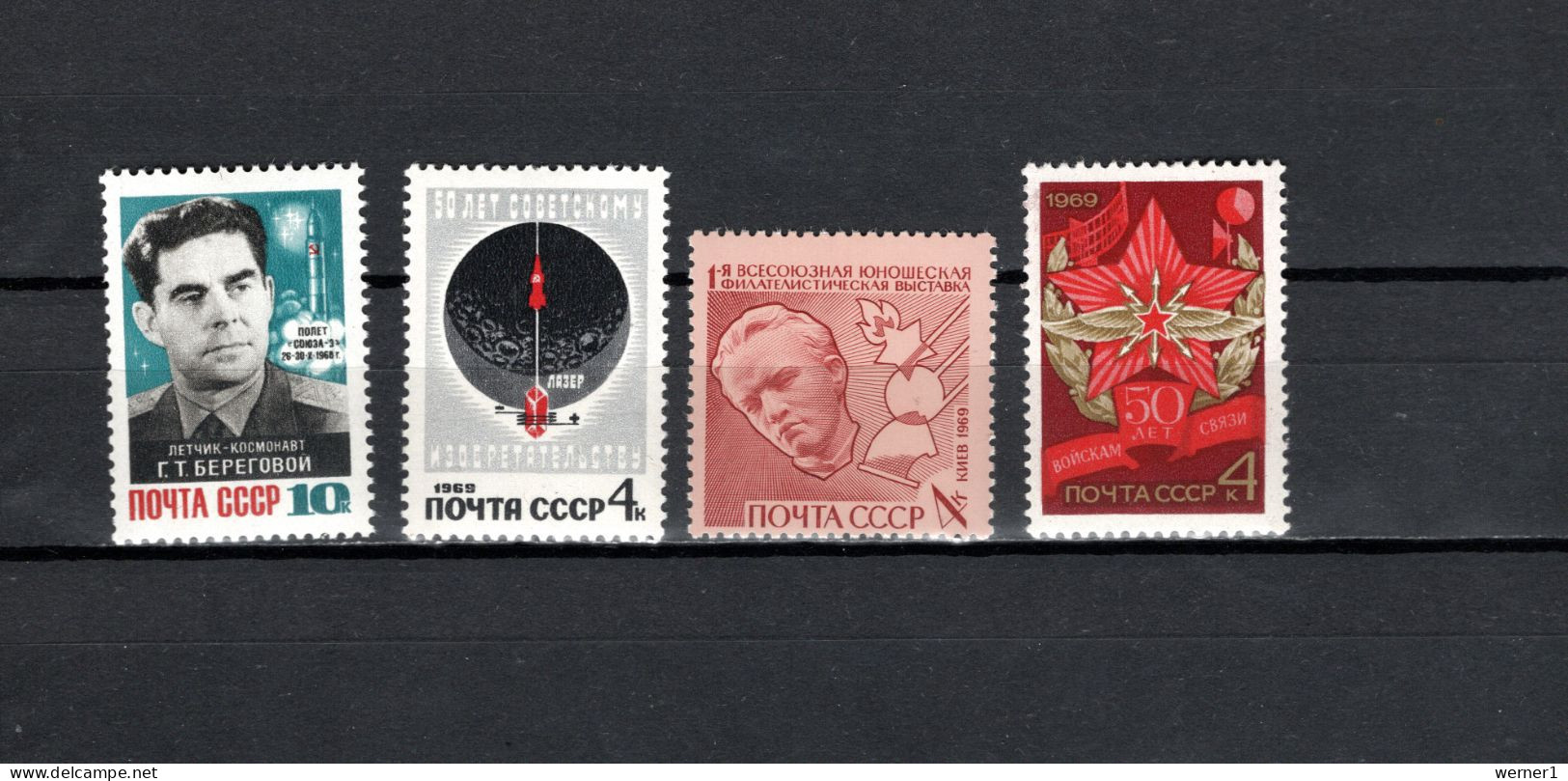 USSR Russia 1968/1969 Space, Georgiij Beregowoj, Rocket, Sputnik 1, Army, 4 Stamps MNH - UdSSR